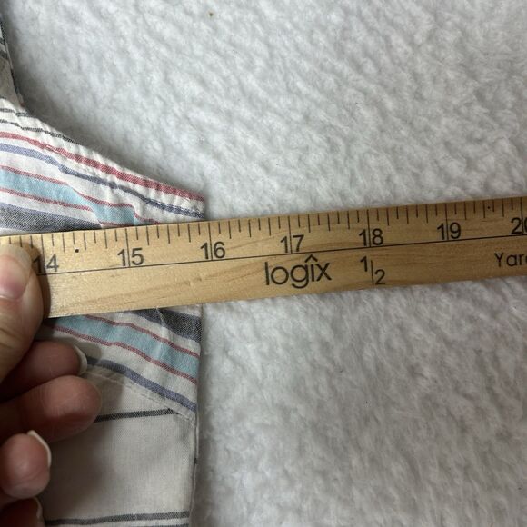 C C California S Sleeveless Striped Cotton Button Up Cream Multi Color Casual - Picture 4 of 4